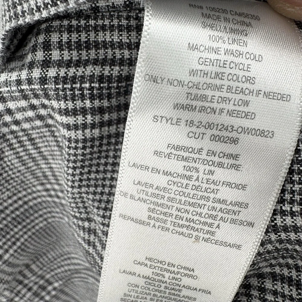 Current Elliot Dassen‎ Jacket Womens Size 1 Small Plaid Side Stripe Linen Bomber